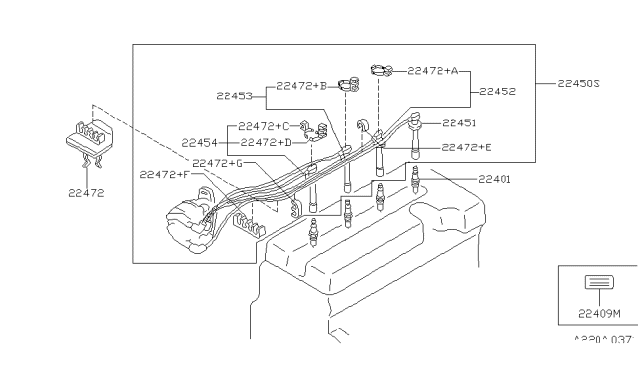 2000 Infiniti G20 Cable Assy-High Tension,No 3 Diagram for 22453-0M811