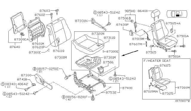 1999 Infiniti G20 Front Seat Diagram 5