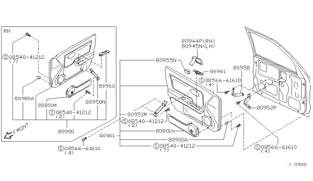 1999 Infiniti G20 Front Door Trimming Diagram