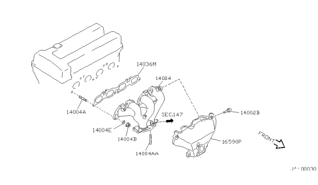 2000 Infiniti G20 Cover-Exhaust Manifold Diagram for 16590-4M200