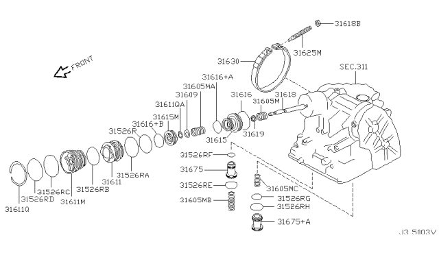 2002 Infiniti G20 Piston-Accumulator Servo Diagram for 31675-80X07
