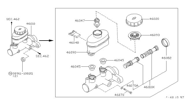 2000 Infiniti G20 Tank-Oil Reservoir Diagram for 46091-64J62