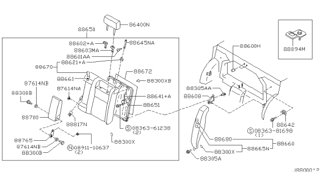 2002 Infiniti G20 Rear Seat Diagram 3