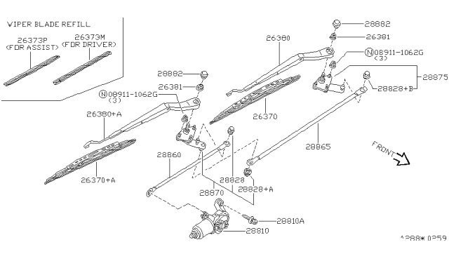 1999 Infiniti G20 Windshield Wiper Diagram