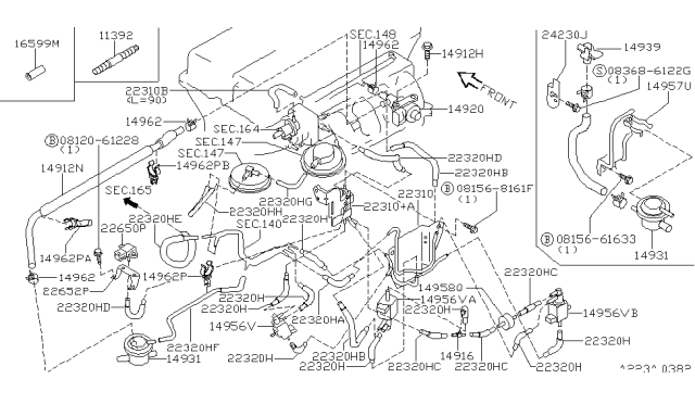 1999 Infiniti G20 Gallery Assy-Vacuum Diagram for 22310-7J100