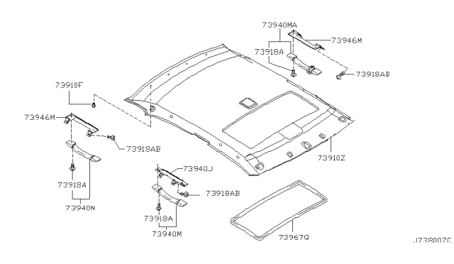 2001 Infiniti G20 Roof Trimming Diagram 3