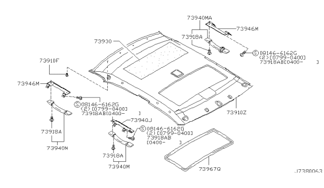 2001 Infiniti G20 Clip Diagram for 73998-7J103