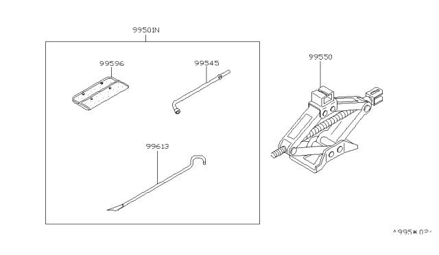 1999 Infiniti G20 Jack Complete Diagram for 99550-3J600