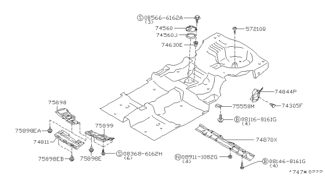 1999 Infiniti G20 Cover-Front Under,RH Diagram for 75896-7J100