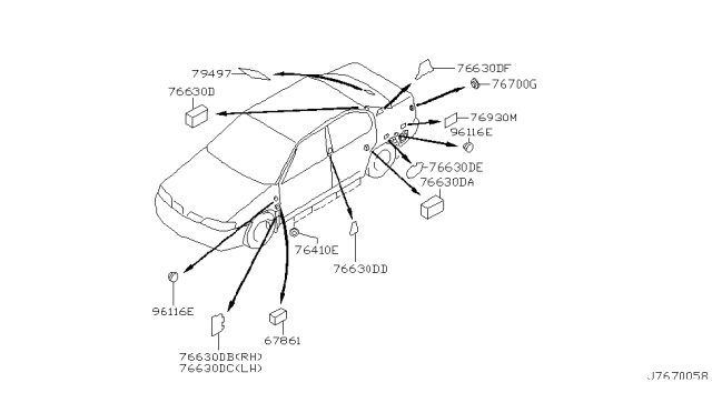 2001 Infiniti G20 Body Side Fitting Diagram 1