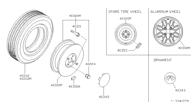 1999 Infiniti G20 Road Wheel & Tire Diagram 1