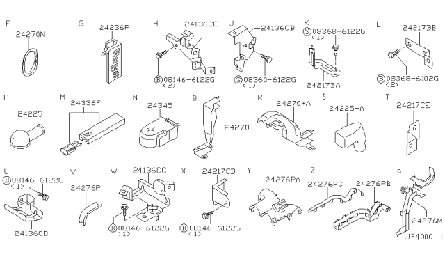 2002 Infiniti G20 Bracket-Harness Clip Diagram for 24239-7J404