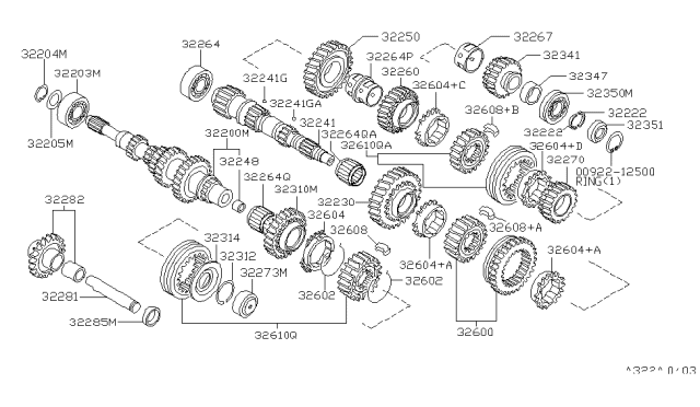 2000 Infiniti G20 Sleeve And Hub Coupling Diagram for 32300-2J000