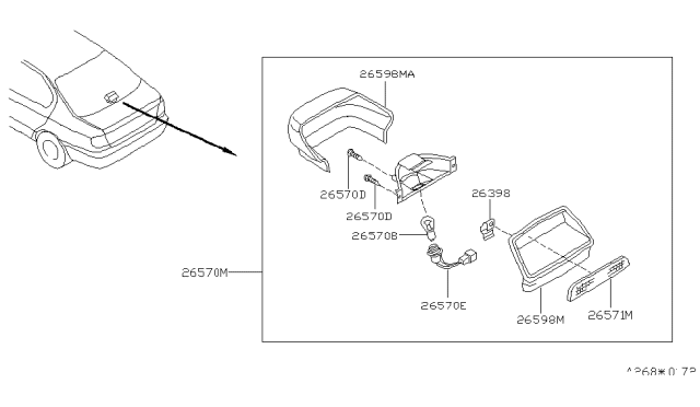 2002 Infiniti G20 Lens-Stop Lamp Diagram for 26591-3J105