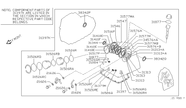 2001 Infiniti G20 Gasket & Seal Kit-Auto Transmission Diagram for 31397-33X26