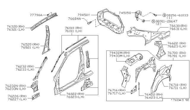 2000 Infiniti G20 Body Side Panel Diagram 1