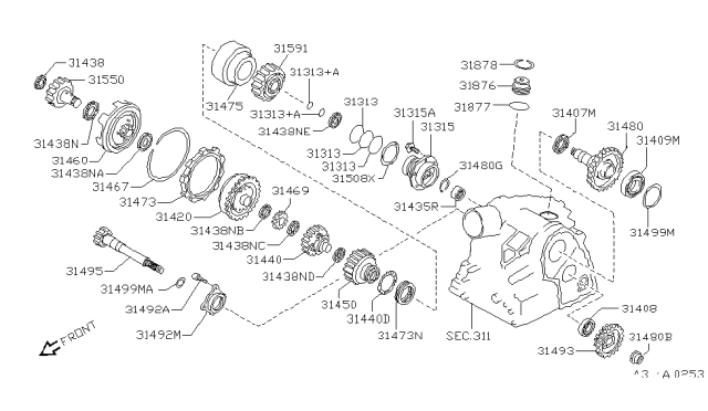 2002 Infiniti G20 Carrier Assy-Front Planet Diagram for 31420-31X07