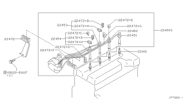 1999 Infiniti G20 Clamp-High Tension Cable Diagram for 22472-0M802