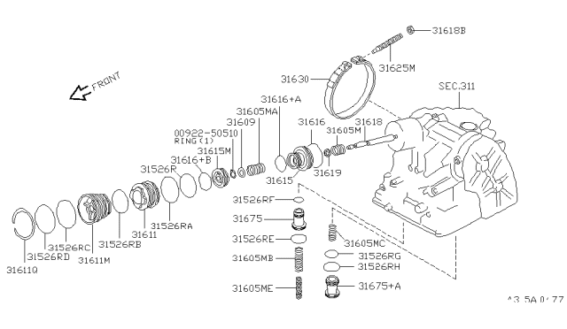 2000 Infiniti G20 Piston-Overdrive Servo Diagram for 31695-31X10
