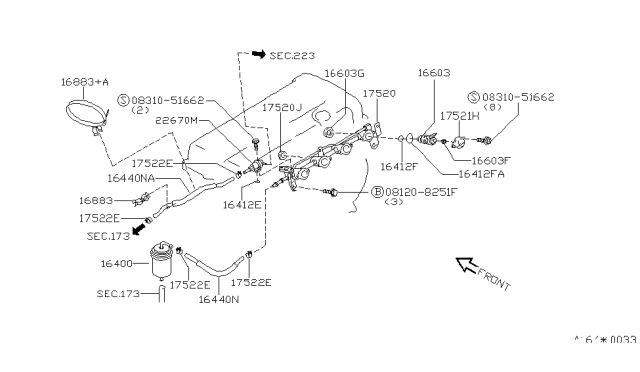 1999 Infiniti G20 Fuel Strainer & Fuel Hose Diagram 1