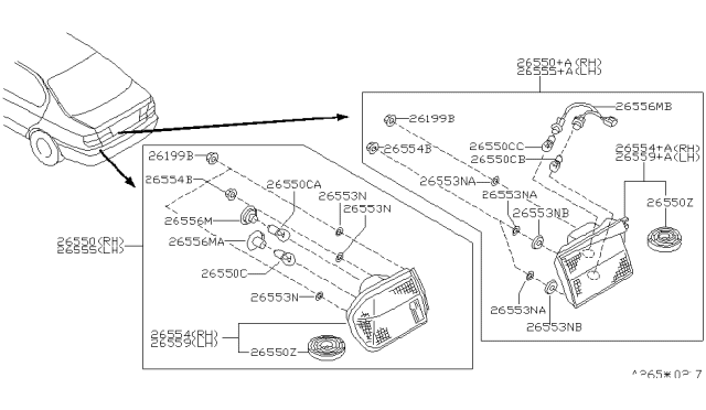 2001 Infiniti G20 SEALER Rear Combination Diagram for B6553-89915