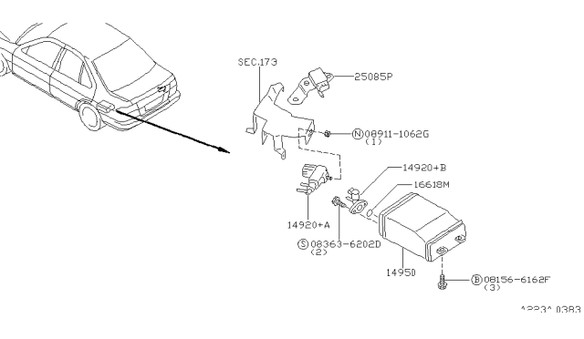 2000 Infiniti G20 Sensor Assembly Pressure Diagram for 25085-2L901