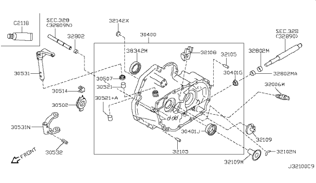 2001 Infiniti G20 Transmission Case & Clutch Release Diagram 1