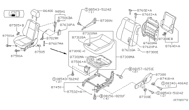 2002 Infiniti G20 Knob-Reclining Device Diagram for 87468-89906