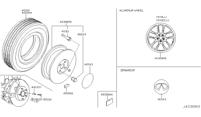 2005 Infiniti G35 Road Wheel & Tire Diagram 6