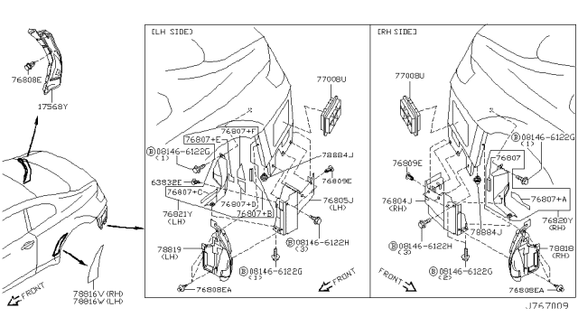 2004 Infiniti G35 Clip Diagram for 73998-4H500