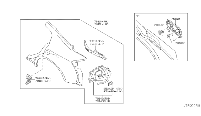 2003 Infiniti G35 Rear Fender & Fitting Diagram 2