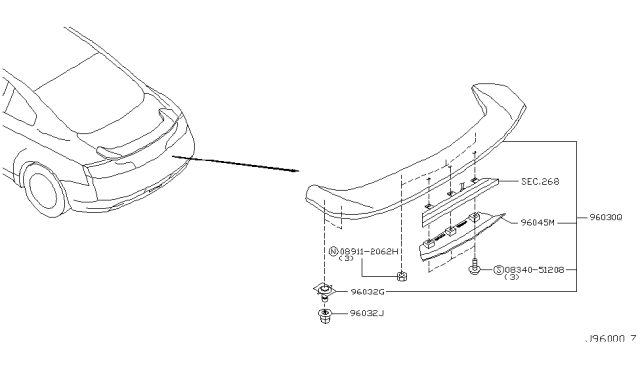 2004 Infiniti G35 Cover-Air Spoiler Diagram for 96045-AM802