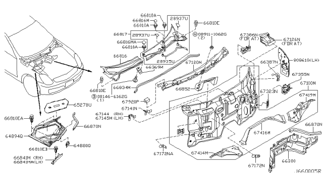 2005 Infiniti G35 Coupe Cowl Top & Fitting Diagram 5