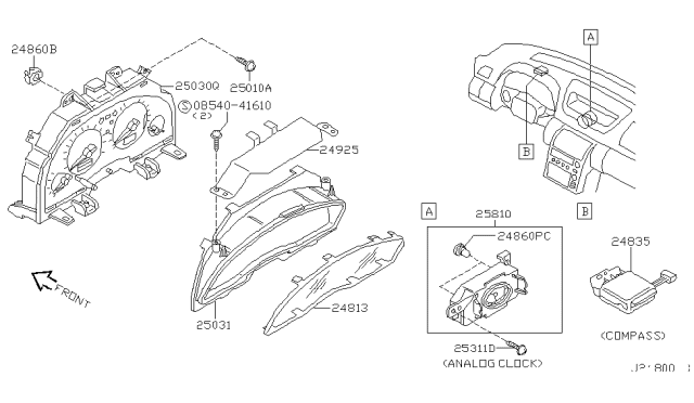 2003 Infiniti G35 Speedometer Cluster Diagram for 24814-AC366