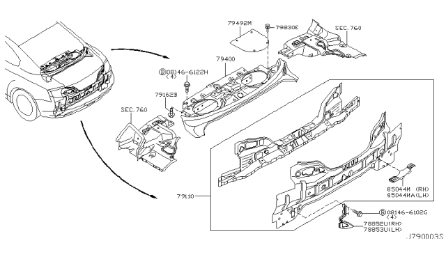 2005 Infiniti G35 Coupe Rear,Back Panel & Fitting Diagram 1