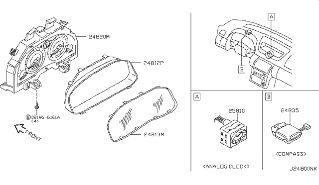 2005 Infiniti G35 Instrument Cluster Diagram for 24820-AC706