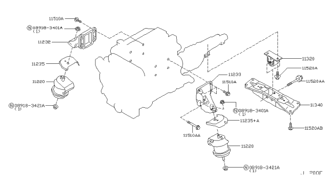 2003 Infiniti G35 Engine & Transmission     Mounting Diagram 3