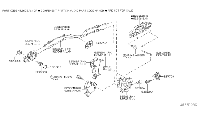 2006 Infiniti G35 Rear Door Lock & Handle Diagram