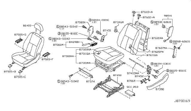 2005 Infiniti G35 Front Seat Diagram 8