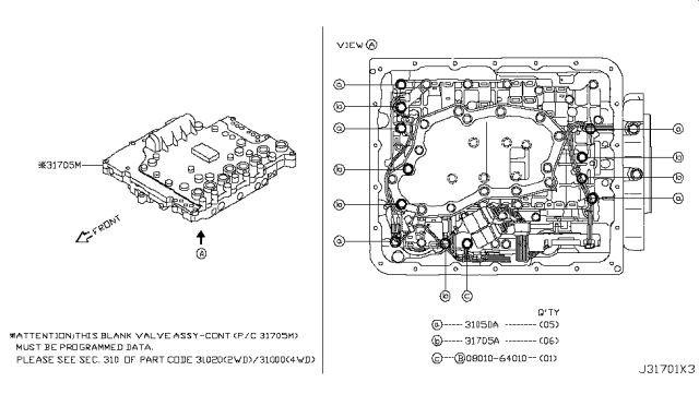 2005 Infiniti G35 Coupe Control Valve (ATM) Diagram 1