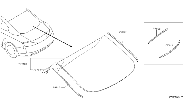 2004 Infiniti G35 Moulding-Rear Window,Side LH Diagram for 79763-AM810