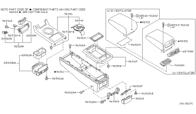 2003 Infiniti G35 Holder Assy-Cup Diagram for 969A1-AM600