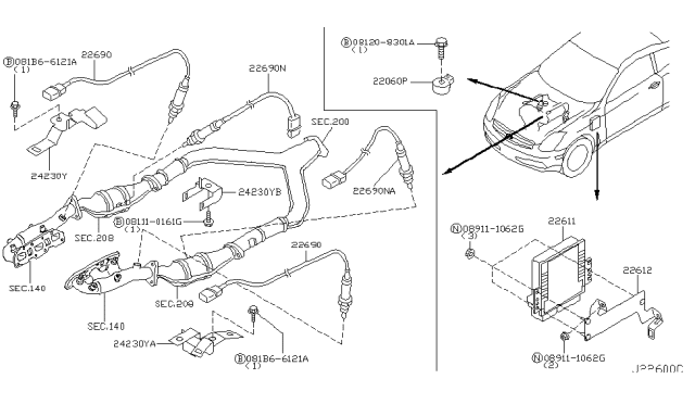 2006 Infiniti G35 Engine Control Module Diagram for 23710-CM32B