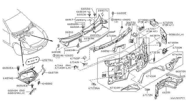 2006 Infiniti G35 Cowl Top & Fitting Diagram 5