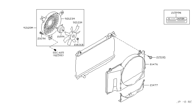 2003 Infiniti G35 Fan & Motor Assy-Condenser Diagram for 92120-AM700