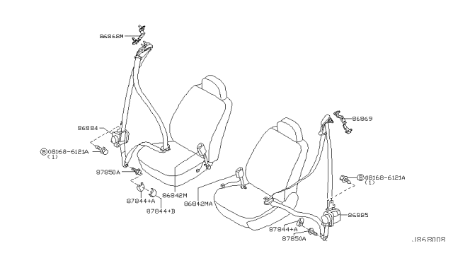 2006 Infiniti G35 Belt Assy-Tongue,Pretensioner Front Lh Diagram for 86885-AC80A