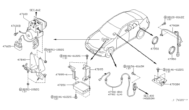 2003 Infiniti G35 Sensor Assembly-Anti SKID,Front L Diagram for 47911-AL505
