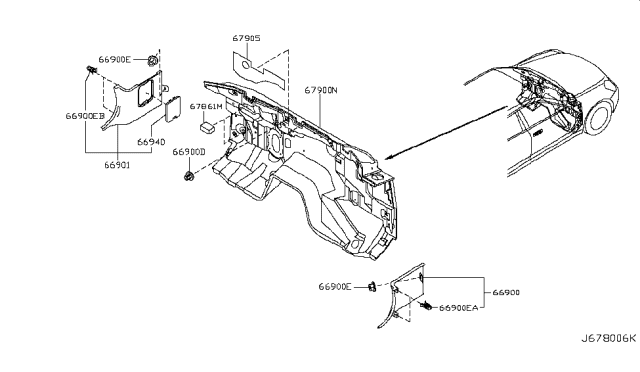 2005 Infiniti G35 Dash Trimming & Fitting Diagram 2