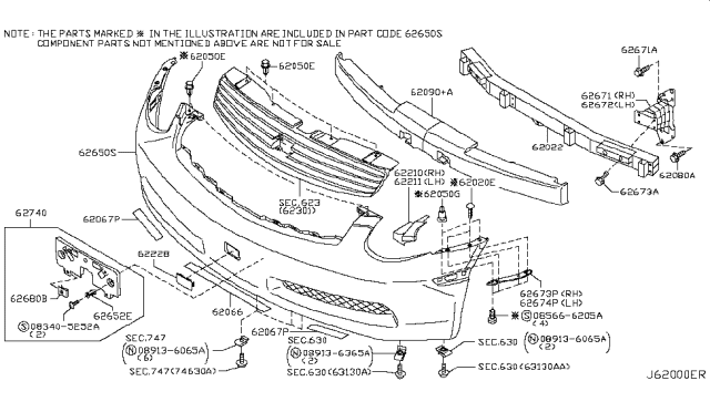 2006 Infiniti G35 Coupe Front Bumper Diagram 2