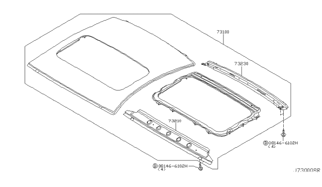 2004 Infiniti G35 Roof Panel & Fitting Diagram 3